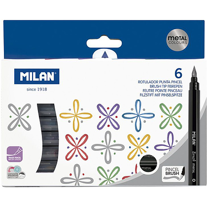 Фломастеры Milan, металлик, 6 цветов