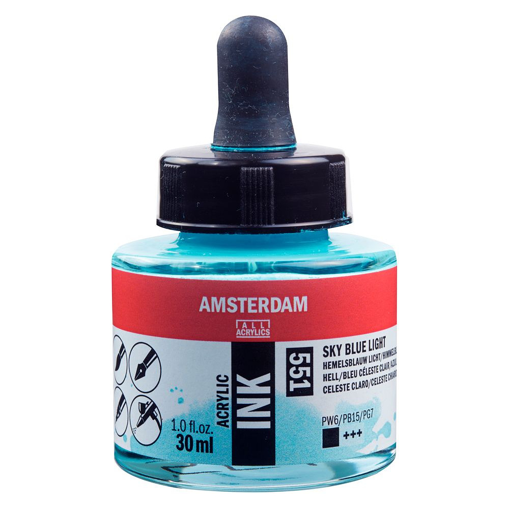Жидкий акрил "Amsterdam", 551 небесно-голубой светлый, 30 мл