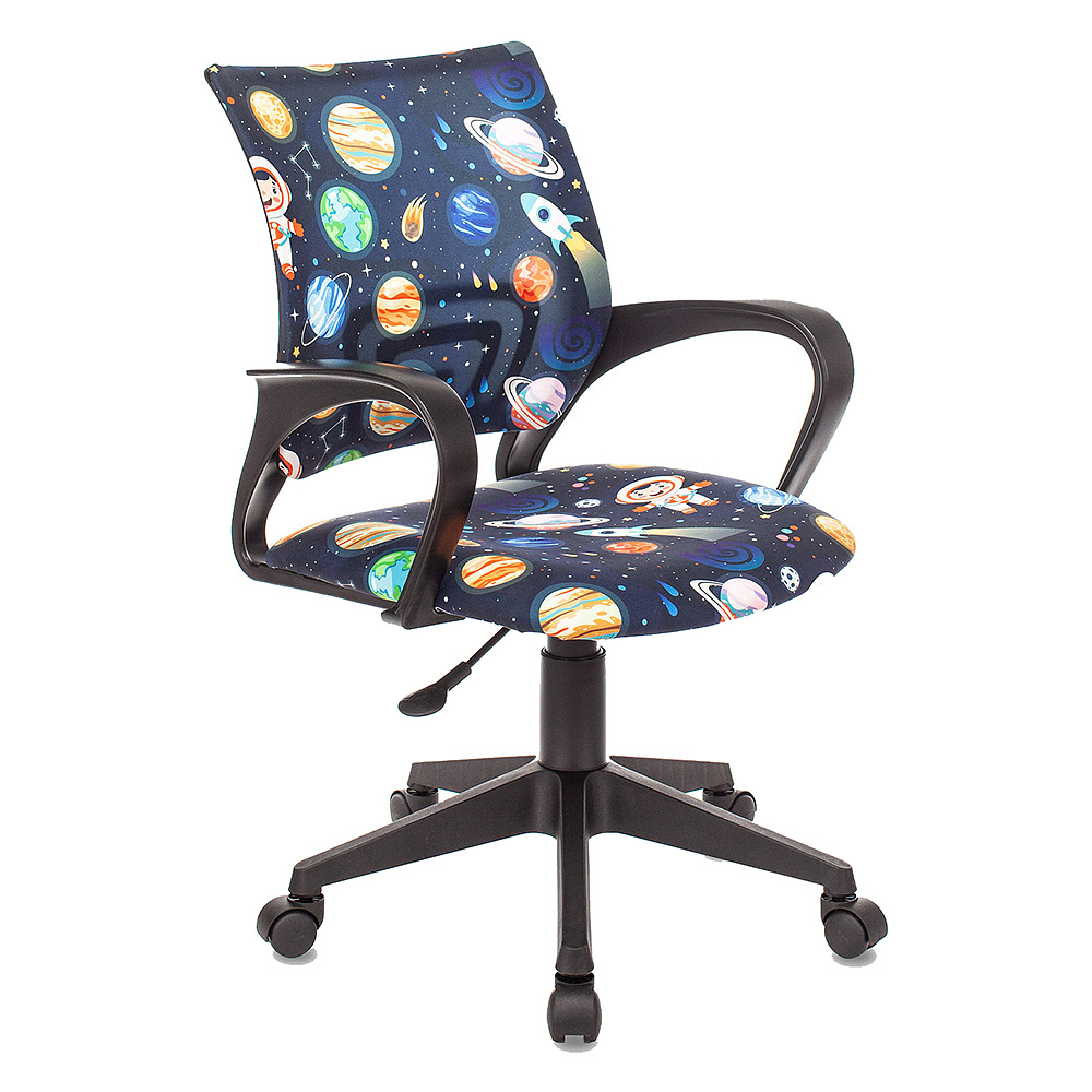 Кресло детское "Бюрократ BUROKIDS 1", пластик, черный космонавт