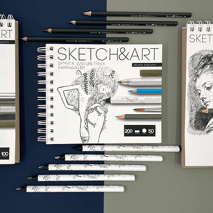 Скетчбук "Sketch&Art", 18х15.5 см, 200 г/м2, 50 листов, на спирали, для цветных карандашей - 5