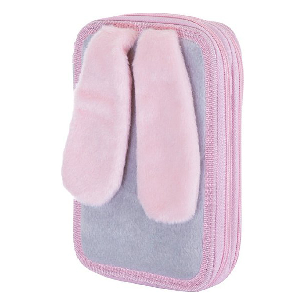 Пенал "Honeybunny", 2 отделения, серый, розовый