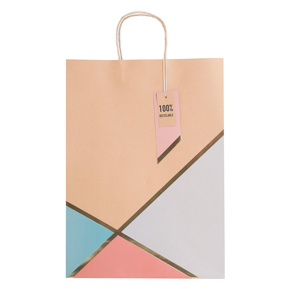 Пакет бумажный подарочный "Geo pastel kraft", 33x15x45.5 см, крафт - 2