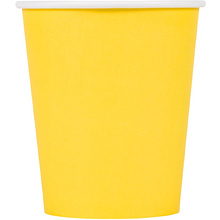 Стакан картонный 250 мл, 1 слой, 50 шт/упак, желтый