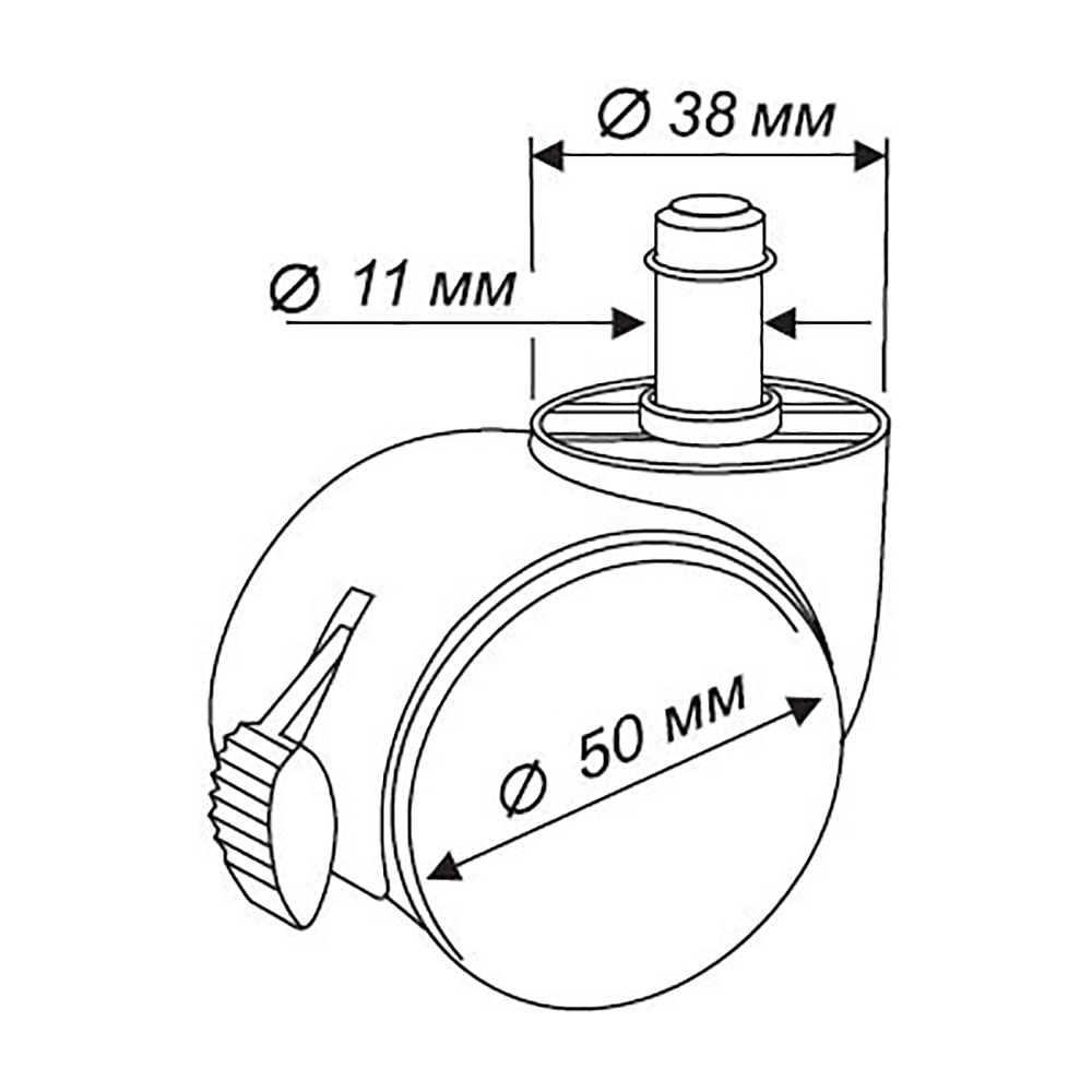 Набор колес "Бюрократ BlockCastorSet3850", черный - 3