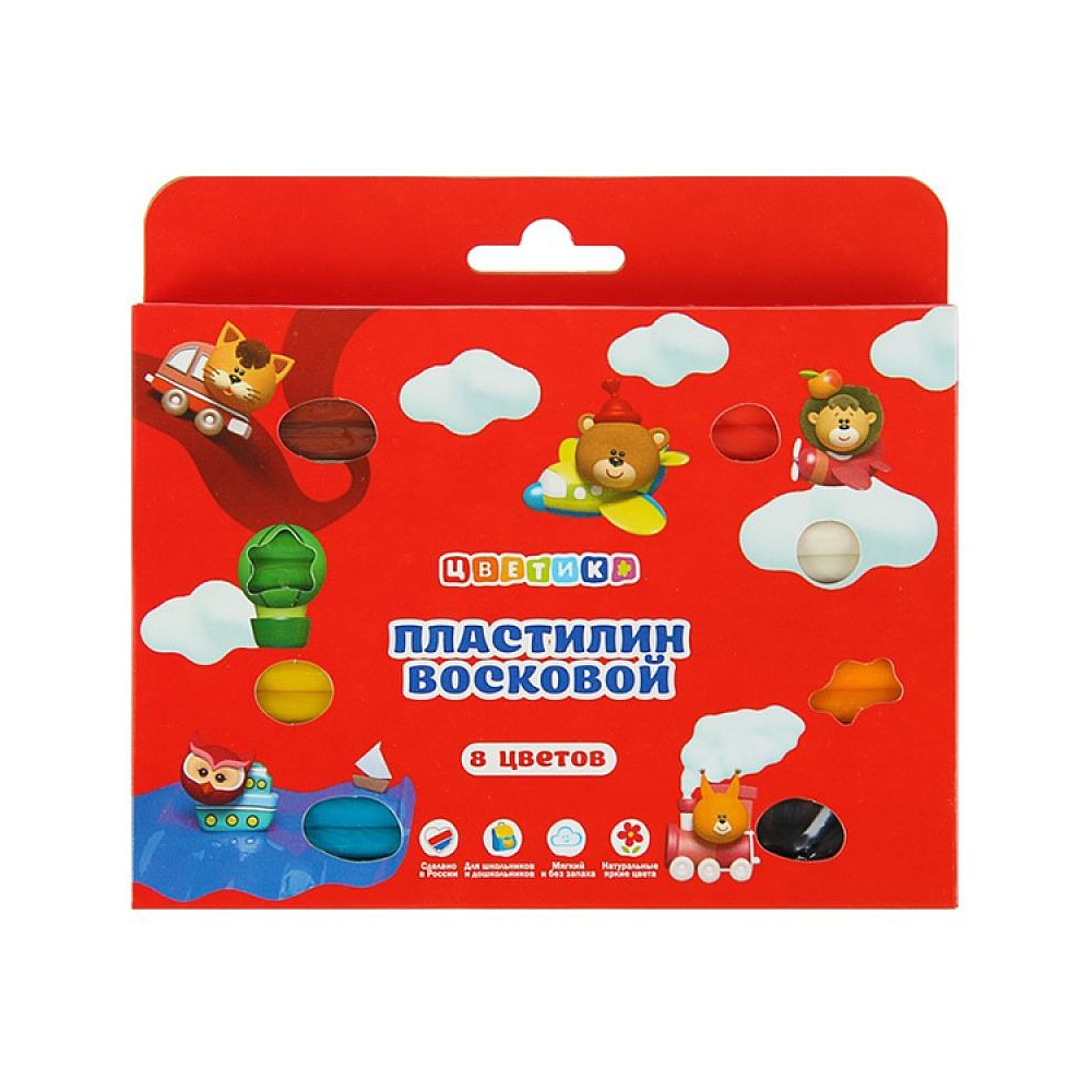 Пластилин 6 цветов набор "Цветик" восковой