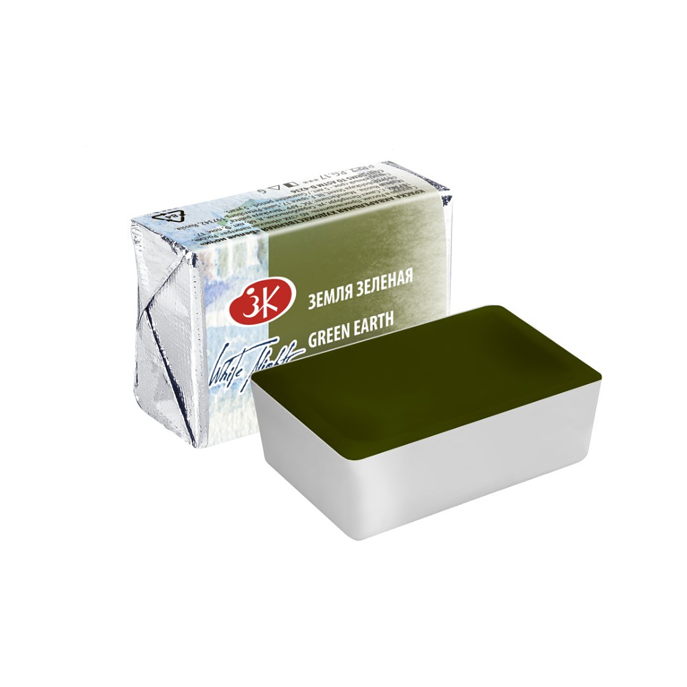 Краски акварельные "Белые ночи", 730 земля зеленая, кювета