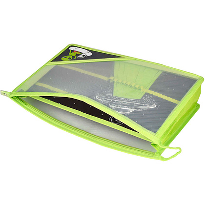 Папка для труда "НЛО", А4, на молнии, зеленый, черный - 3