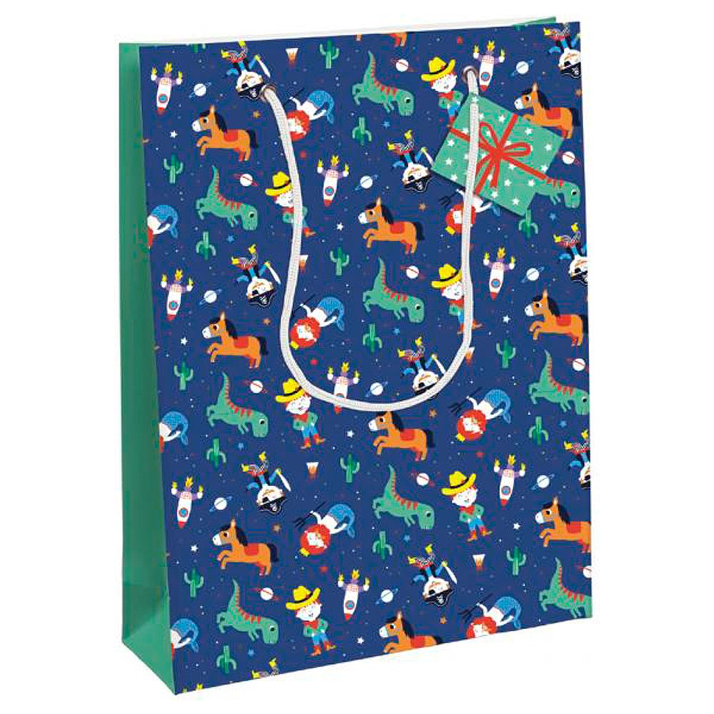 Пакет бумажный подарочный "HDME BOY", 26.5x14x33 см, разноцветный