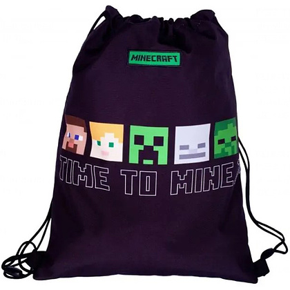Мешок для обуви "Minecraft Alex&Steve", 33x44 см, черный - 2