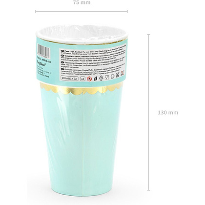 Стакан бумажный, 6 шт, 220 мл, мятный - 5