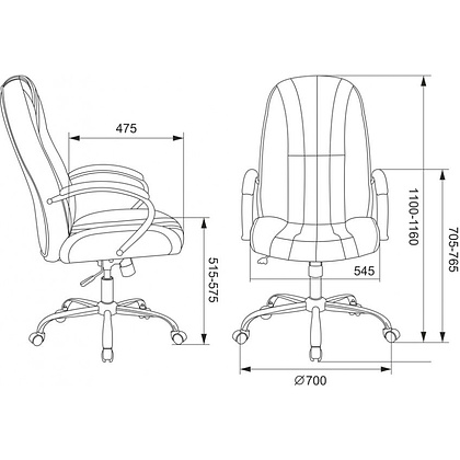 Кресло для руководителя Бюрократ T-898SL черный Leather Venge Black, эко.кожа, металл - 6