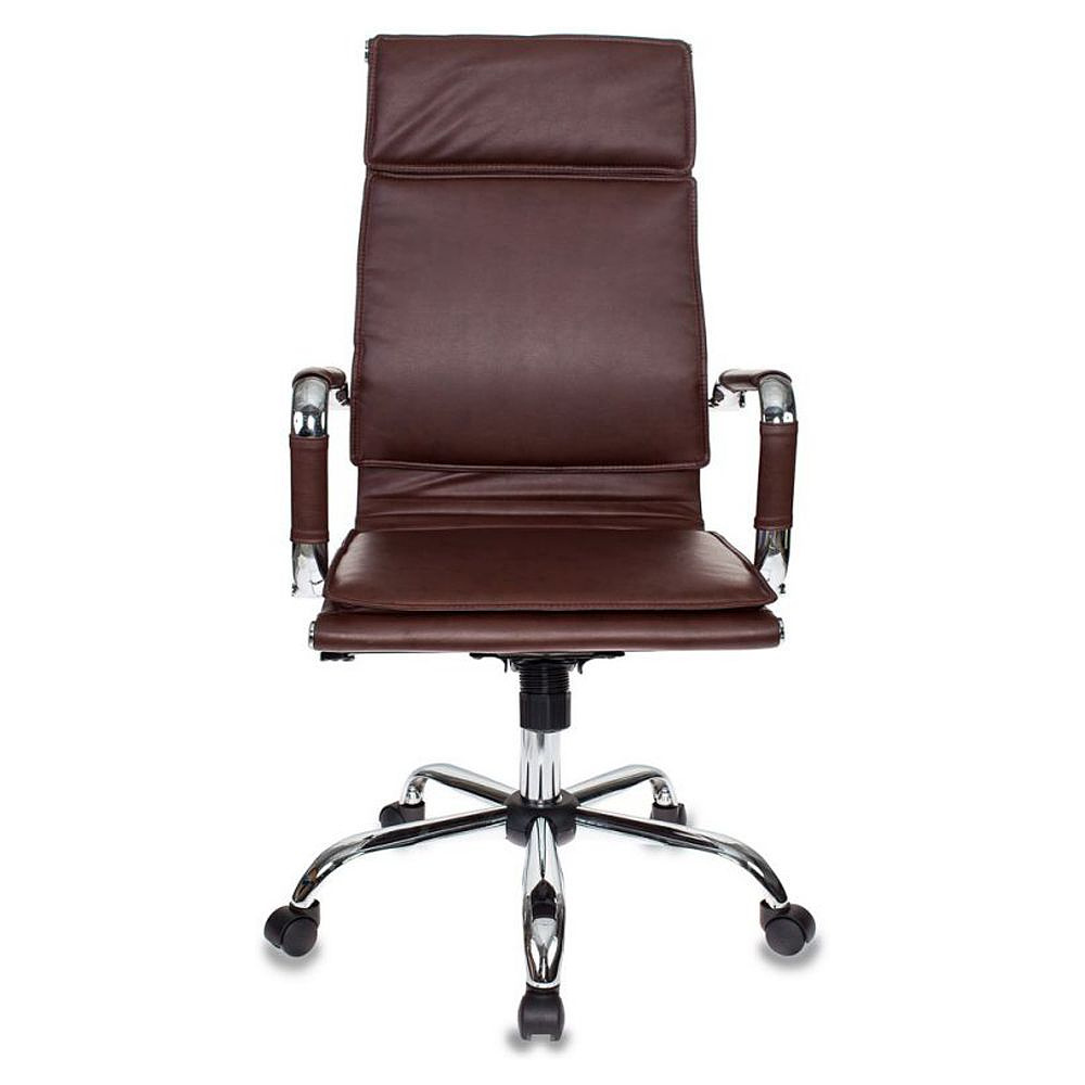 Кресло для руководителя "Бюрократ CH-993" высокая спинка, кожзам, хром, коричневый - 2