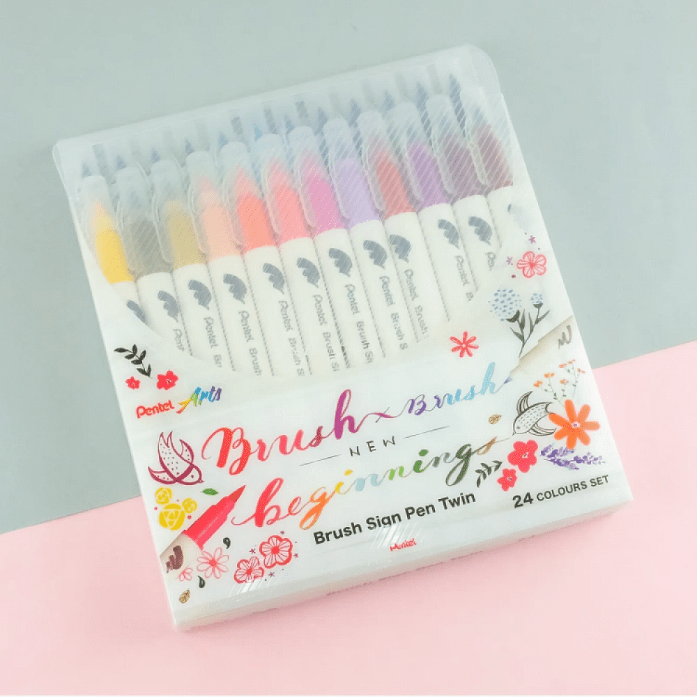 Маркер-кисть "Brush Sign pen twin", 24 шт - 2