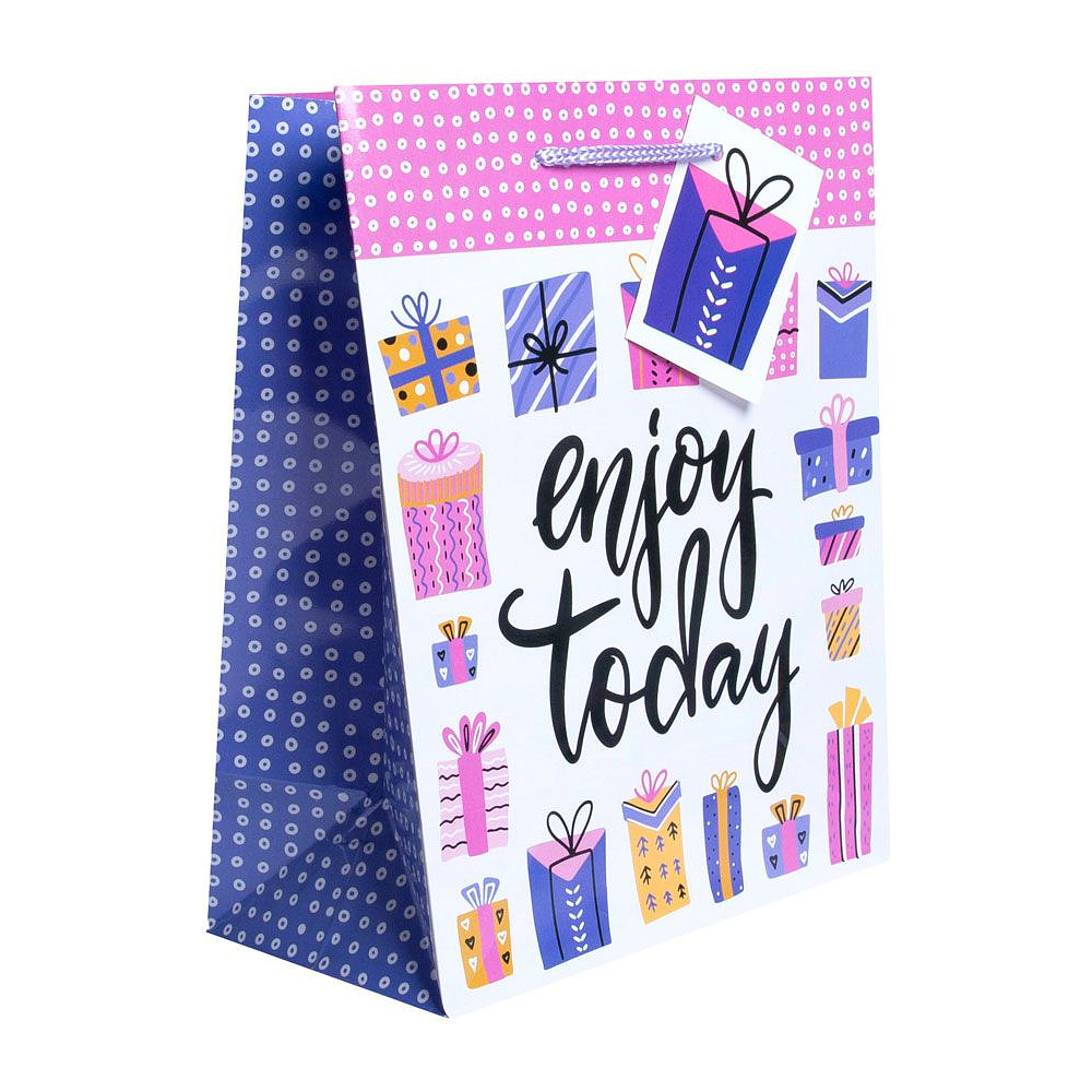  Пакет бумажный подарочный "День рождения", 17.8x22.9x9.8 см, ассорти - 2