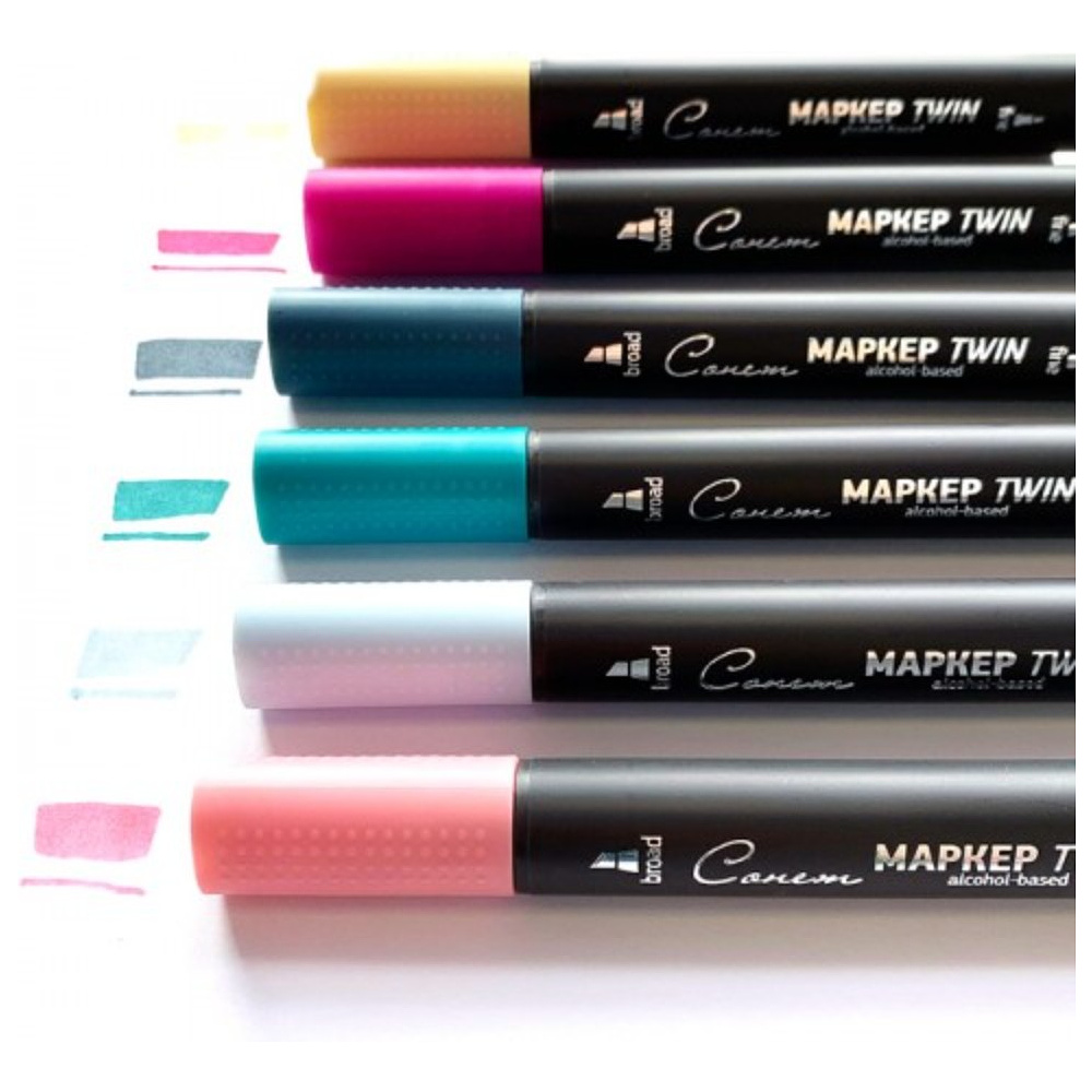 Маркер перманентный "Сонет Twin Brush", черный - 6