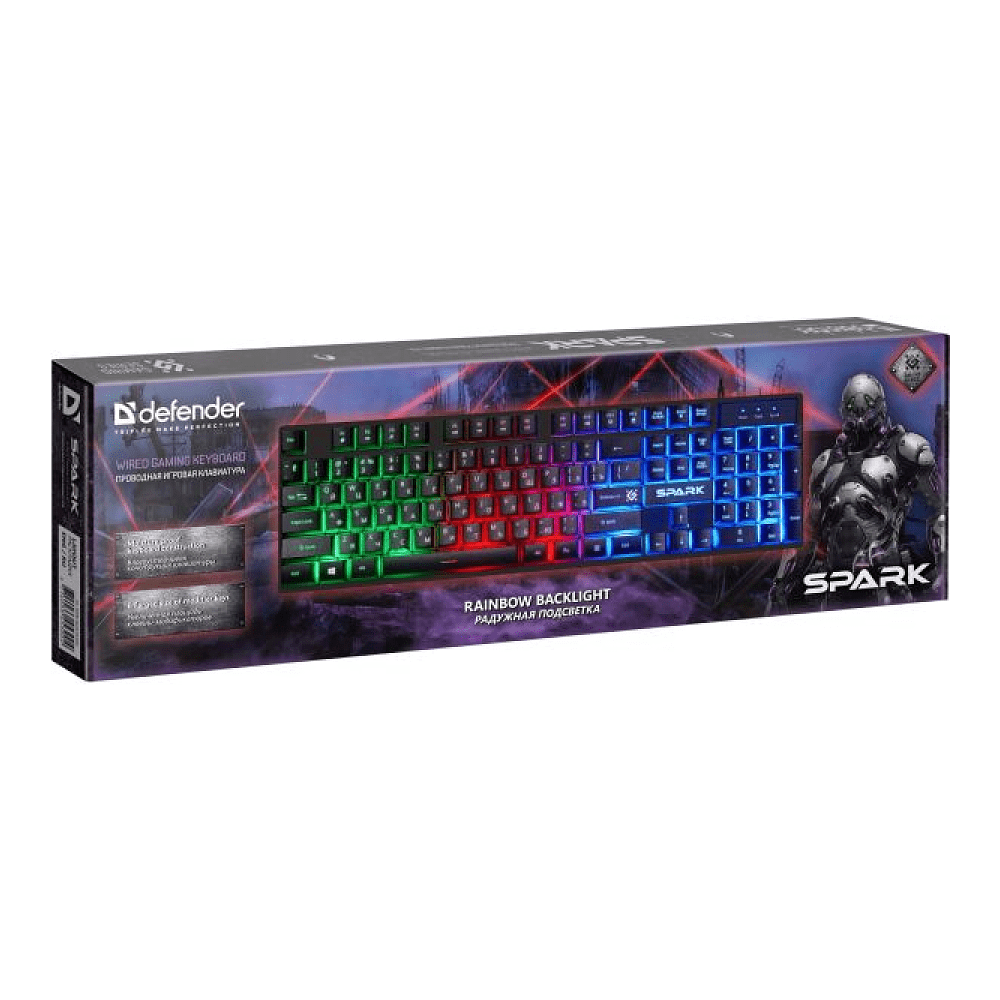 Клавиатура Defender "Spark GK-300L RU", радужная подсветка, черная   - 3