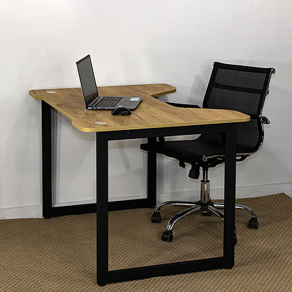 Стол письменный "Лофт Будапешт ДТ-4", 1300х850х750 мм, черный, золотой крафт - 7