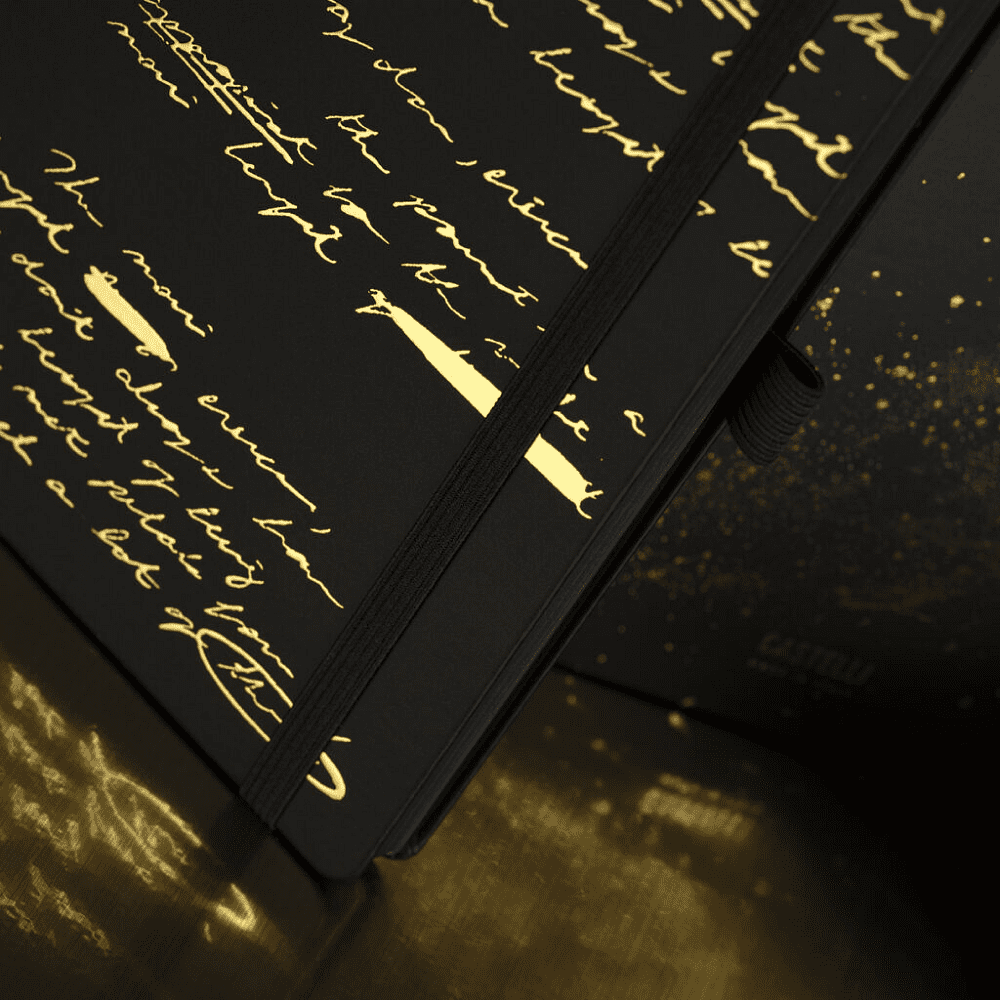 Блокнот "Total Black twilight gold", А5, 96 листов, линейка, на резинке, черный, золотистый - 5
