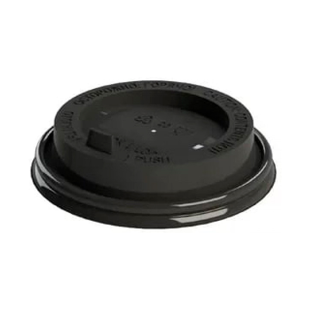 Крышка пластиковая для стаканов d=90мм с клапаном, матовая, 100 шт/упак, черный