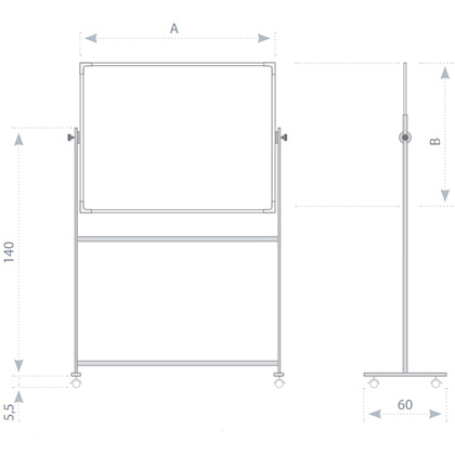 Магнитная доска оборачиваемая мобильная белая, 90x120 см - 5