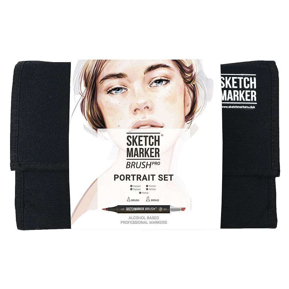 Набор маркеров перманентных двусторонних "Sketchmarker Brush Pro Portrait Set", 24 шт.