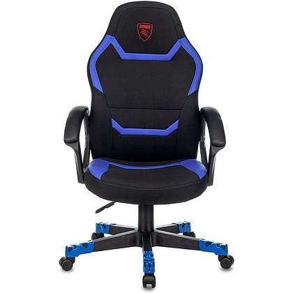 Кресло игровое Бюрократ "Zombie 10", ткань, экокожа, пластик, черный, синий - 2