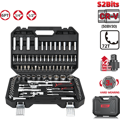 Набор инструмента 1/4", 1/2" Deli RS EDQ44094, 94 предмета - 9