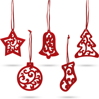 Набор новогодних игрушек "Jubany", 5 шт, красный
