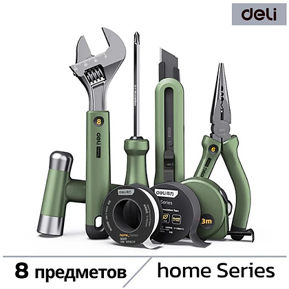 Набор ручного инструмента Deli HS, 8 предметов, Soft Touch, зеленый - 2