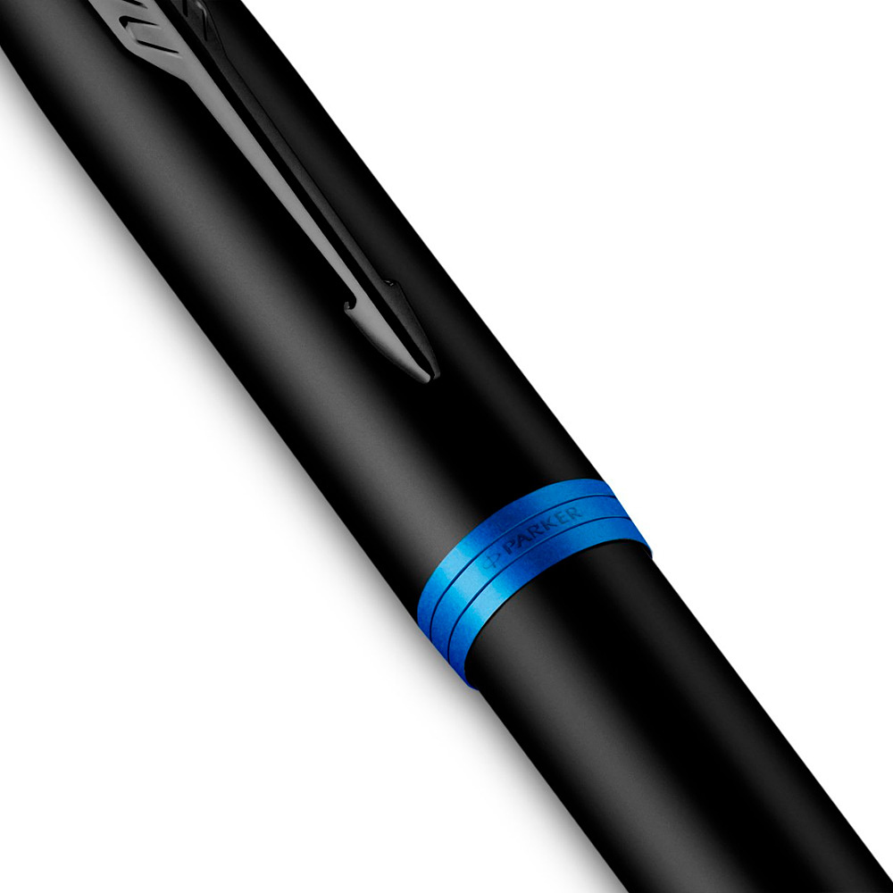 Ручка перьевая Parker "IM Vibrant Rings F315 Marine Blue PVD", F, черный, синий, патрон синий - 5