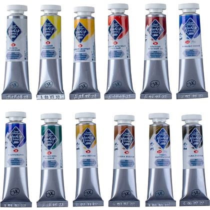 Краски темперные "Мастер Класс", набор 12 цветов, тубы - 4