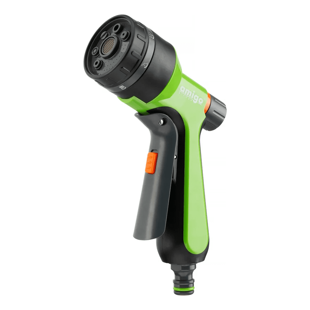 Пистолет-распылитель Amigo Grande 79256, 2/4", 7 функций, черный, зеленый