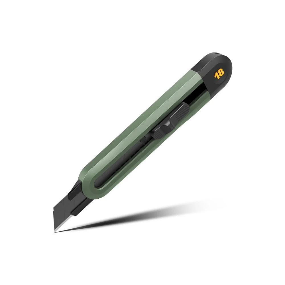 Нож строительный Deli HS EHT4018L, 18 мм, Soft Touch, зеленый