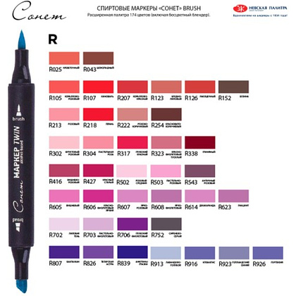 Маркер перманентный "Сонет Twin Brush", черный - 4