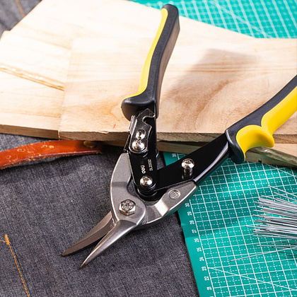 Ножницы по металлу Deli YS EDL20032, 250 мм, правый рез, черный, желтый - 3