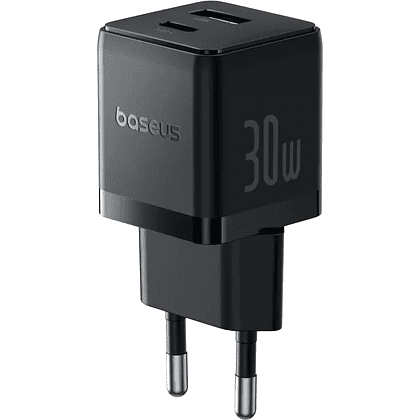 Сетевое зарядное устройство Baseus "Palm", Fast Charger, C+U, 30W, EU, Cluster Black