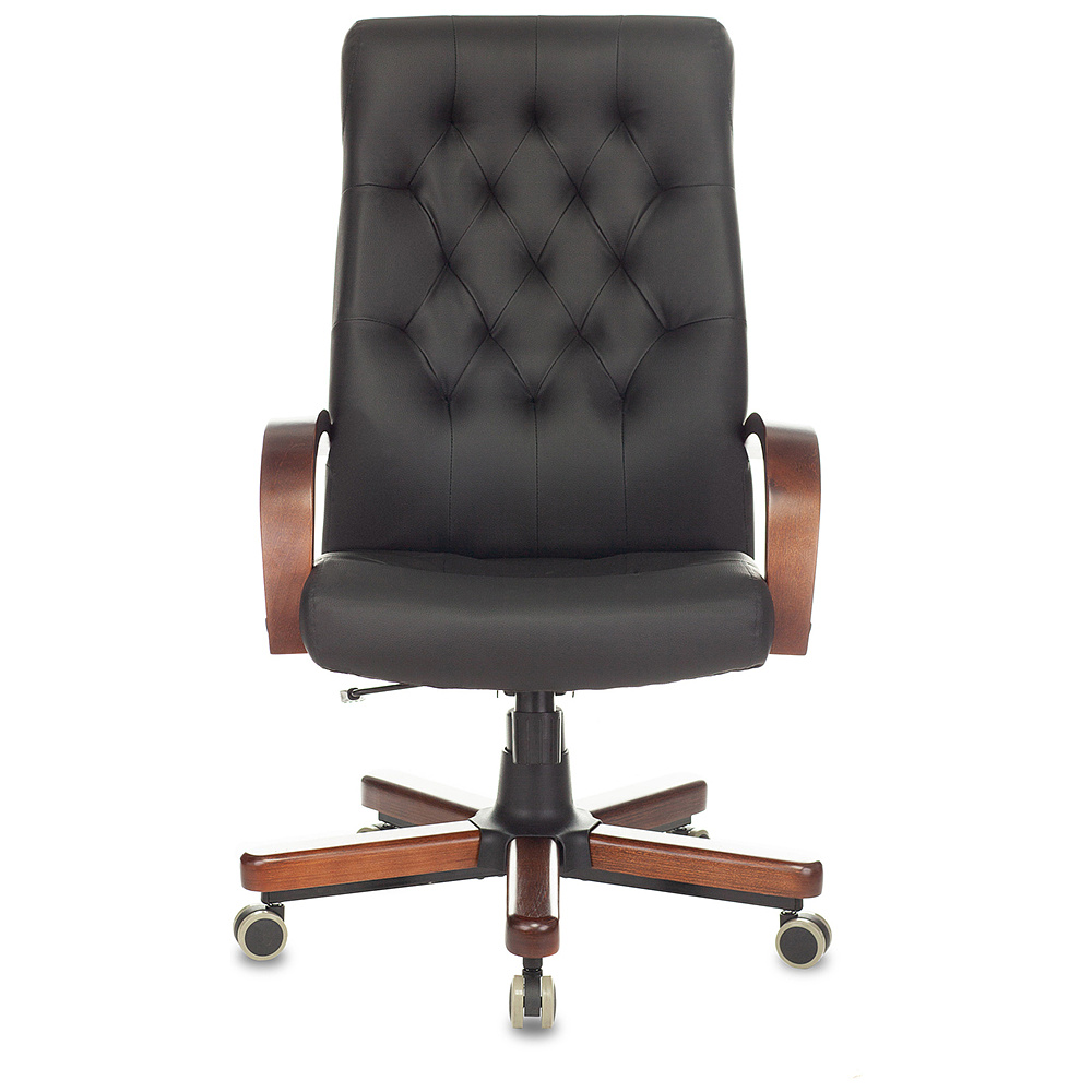 Кресло для руководителя "Бюрократ T-9928WALNUT/ECO", металл, дерево, экокожа, черный - 2