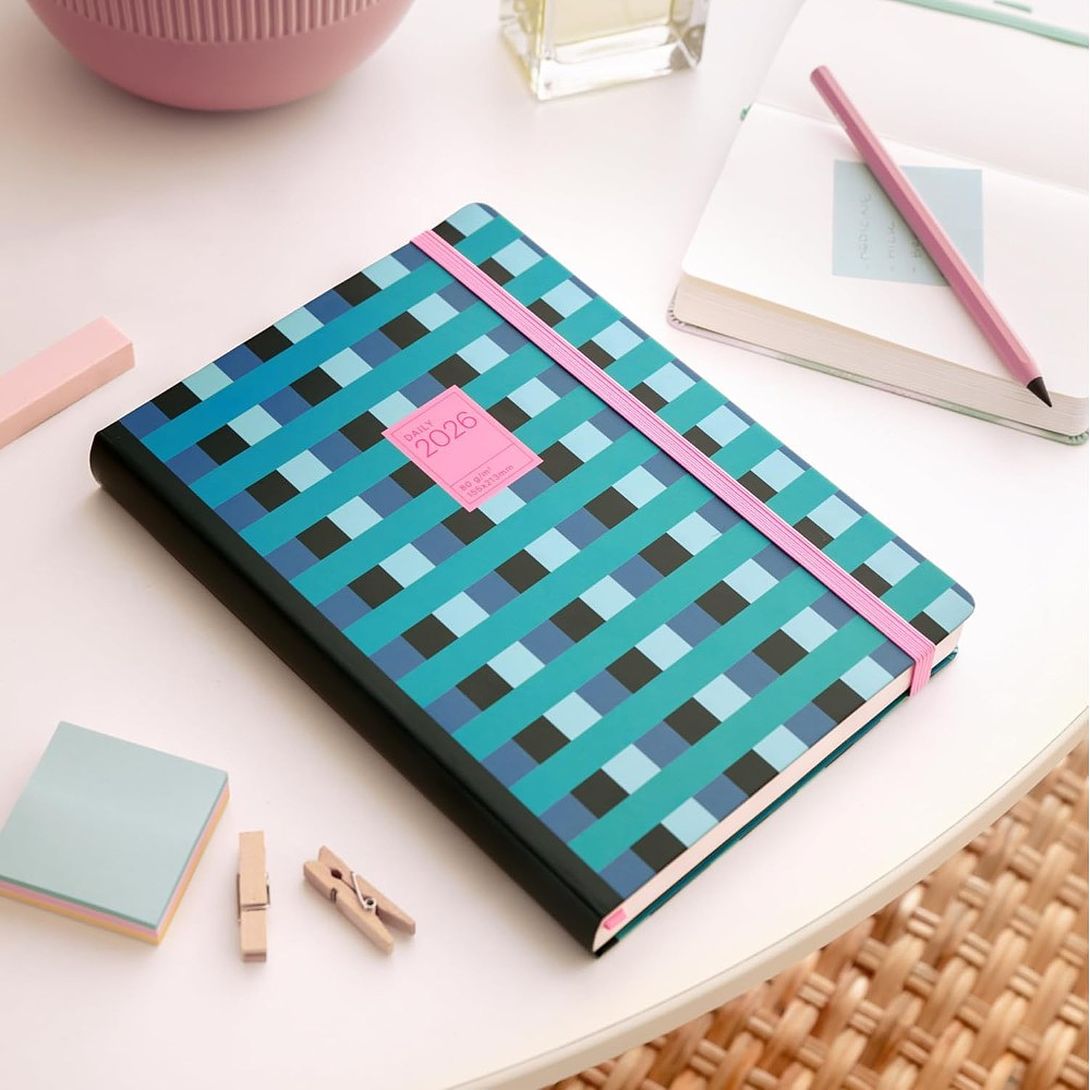 Ежедневник датированный "Colour Block" 2026, A5, линейка, синий, зеленый - 8