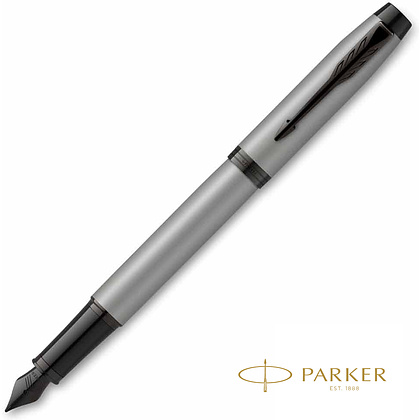 Ручка перьевая Parker "IM Achromatic F317", F, серый, черный, патрон синий