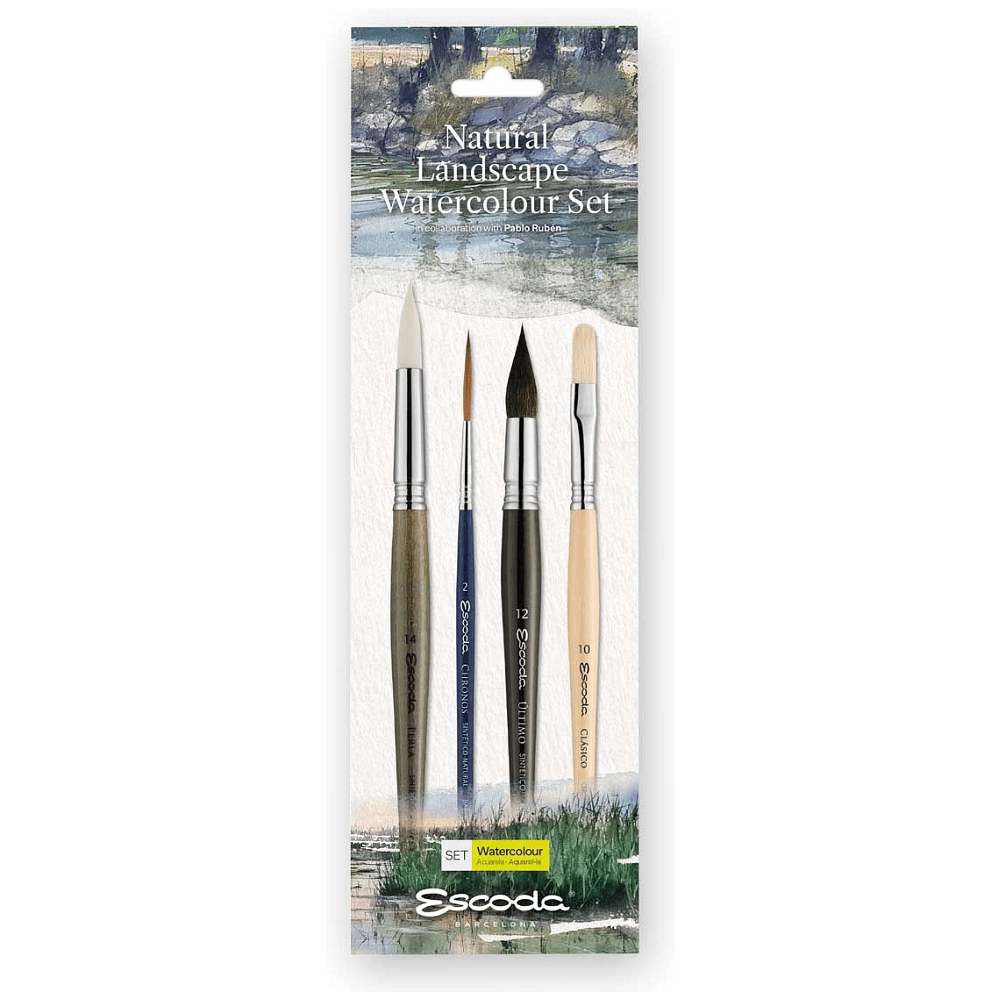 Набор кистей "Escoda. Natural landscape watercolor set", набор 4 шт