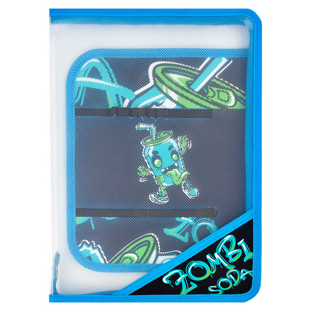 Папка для труда "Зомбо банка", А4, на молнии, голубой, черный - 2