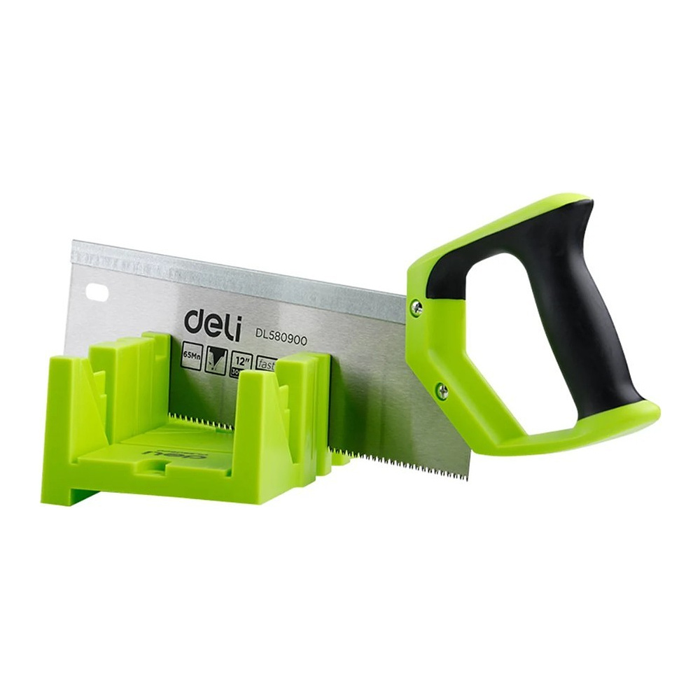 Стусло с ножовкой Deli GS EDL580900, 22.5°/45°/90°, 13 TPI, 300 мм, черный, зеленый