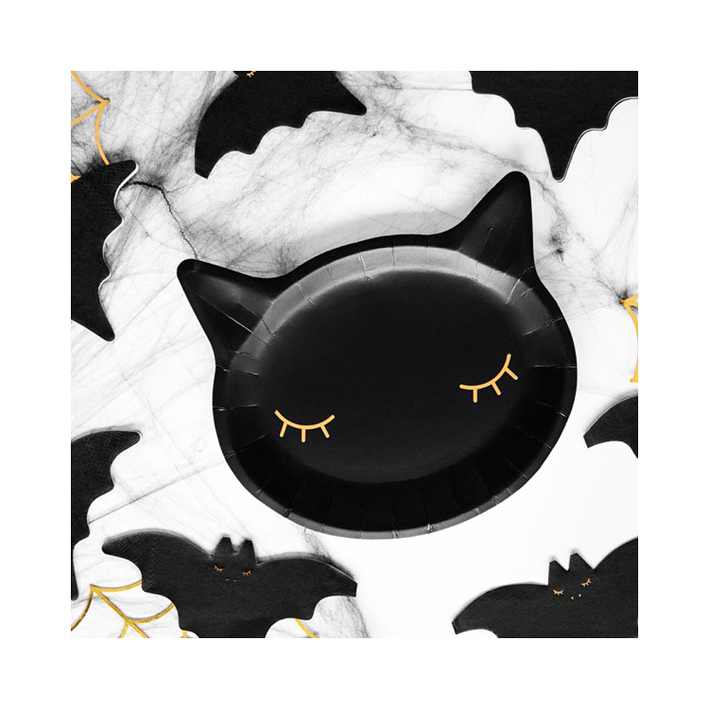 Тарелка бумажная "Cat", 6 шт, 22x20 см, черный - 2