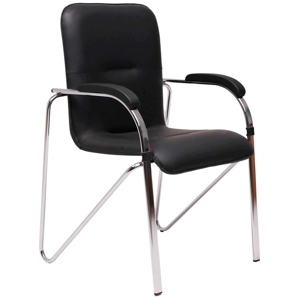 Стул для посетителей EVERPROF "Samba Chrome", хром, кожзам, черный 