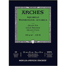Блок-склейка бумаги для акварели "Arches", 23x31 см, 300 г/м2, 12 листов
