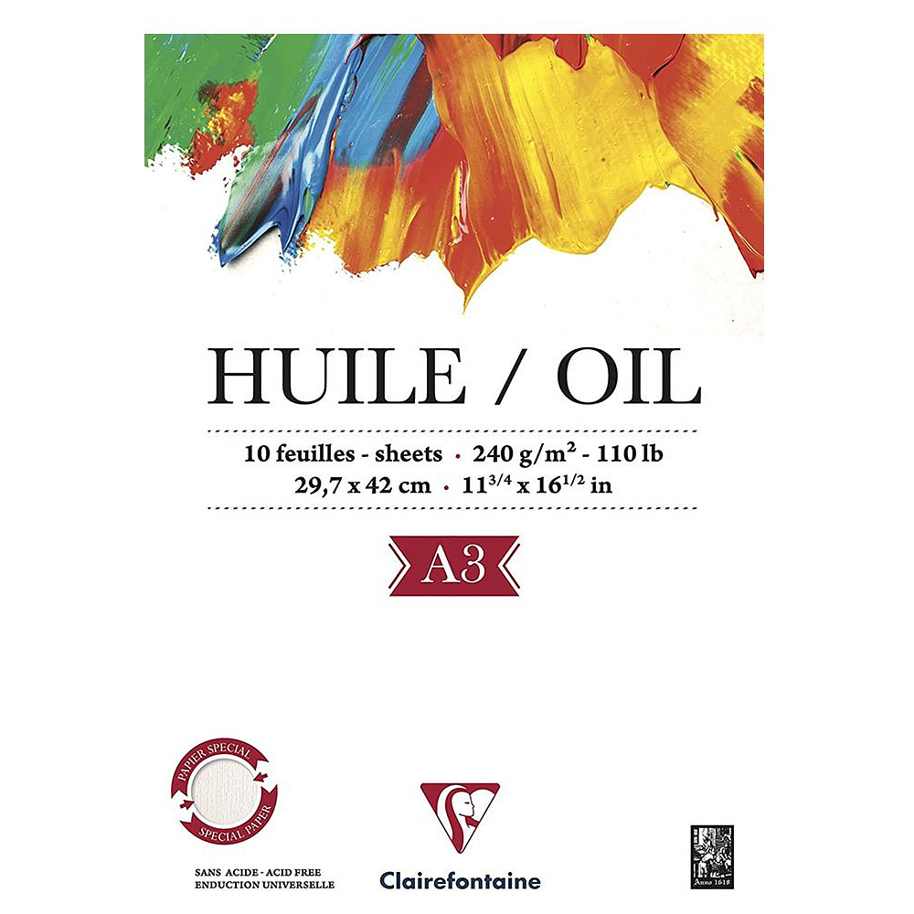 Блок-склейка бумаги для масла "Oil", А3, 240 г/м2, 10 листов