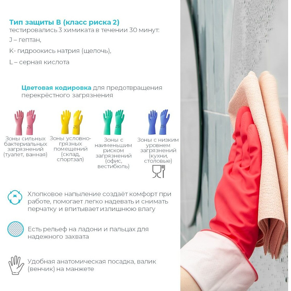 Перчатки латексные HQ Profiline, р-р M, с х/б покрытием, желтый - 10