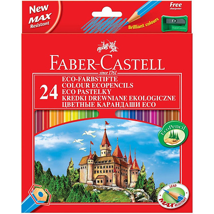 Цветные карандаши "Faber-Castell Eco" + точилка, 24 цвета