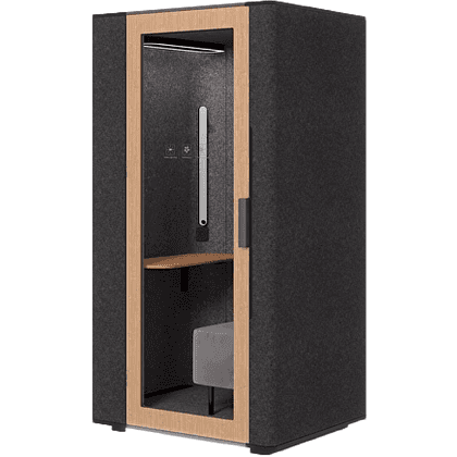 Акустическая кабина одноместная Capsula UNO NEW, глухая стенка, тёмный войлок