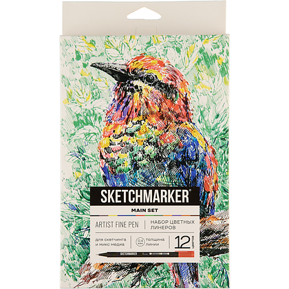 Ручка капиллярная "Sketchmarker Artist fine pen Main", 12 шт